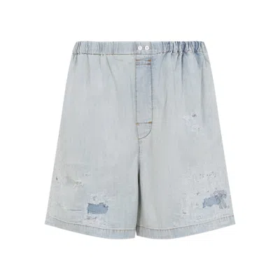 Acne Studios Distressed Denim Shorts Featuring Back Pocket In Blue