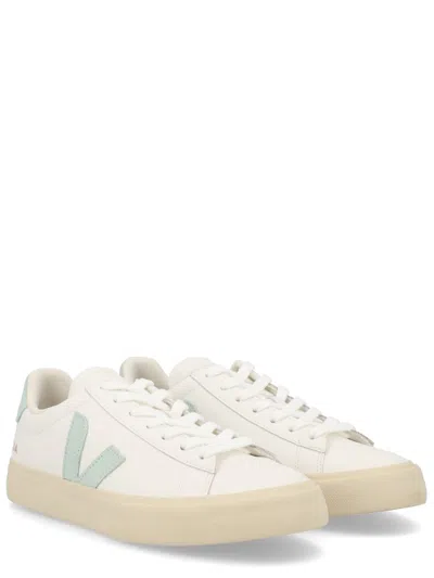Veja Campo White And Light Blue Leather Sneakers In Multi