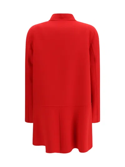 Valentino Single-breasted Compact Drap Coat In Red