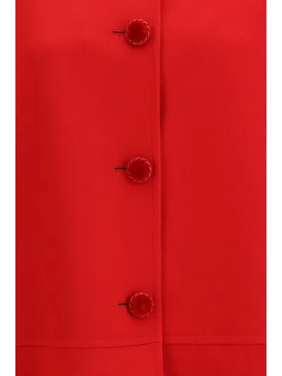 Valentino Single-breasted Compact Drap Coat In Red