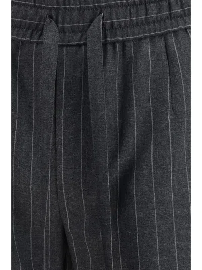 Dolce & Gabbana Stripe-pattern Drawstring Trousers In Black