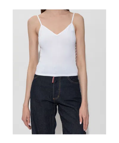 Dsquared2 Side Lace-up Camisole Top In White