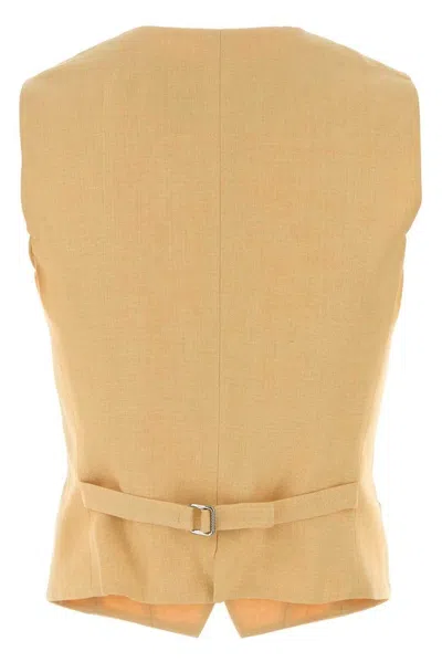 Weekend Max Mara Linen Pace Vest Adjustable Back Strap In Brown
