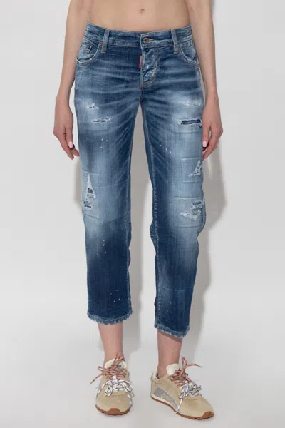 Dsquared2 Jenna Distressed Jeans In Blue