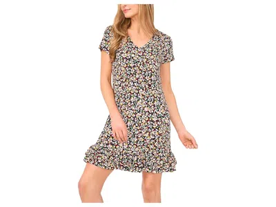 Cece Tie Front Flutter Sleeve Dress In Blue