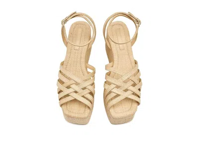 Loeffler Randall Channing Raffia Platform Wedge Sandals In Neutral