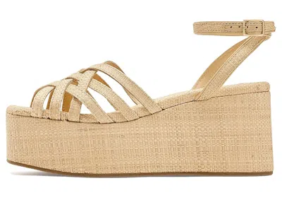 Loeffler Randall Channing Raffia Platform Wedge Sandals In Neutral