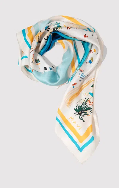 Mavi Medium Silk Coastal Bandana In Turquoise