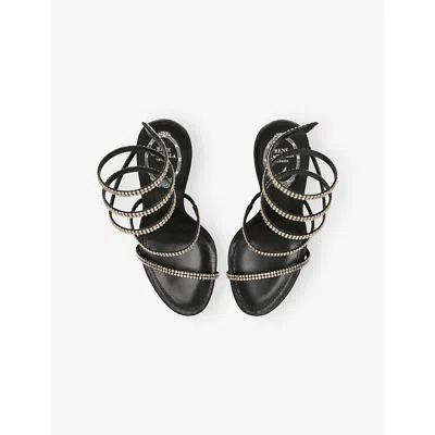 René Caovilla Cleo 110 Crystal-embellished Leather Sandals In Black
