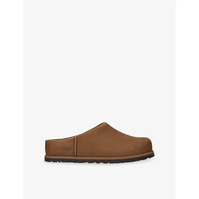 Ugg Suede Slip-on Clogs With Rounded Toe In Brown