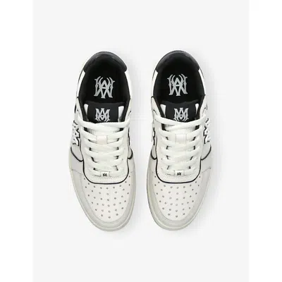 Amiri Newport White Sneakers Low Top With Logo Patch On The Side And Contrasting Heel With Leather Logo Le In Brown