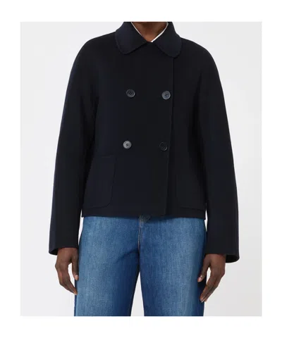 Max Mara Eden Double-breasted Broadcloth Jacket In Blue