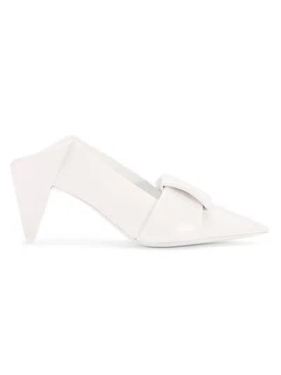 Loewe Leather Origami Mules Pointed Toe Sculptural Heel In White
