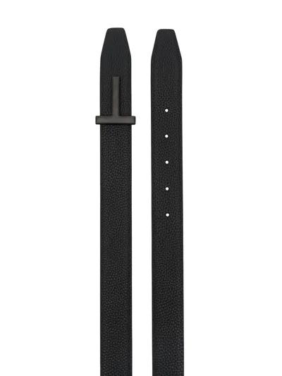 Tom Ford Logo-buckle Leather Belt In Black