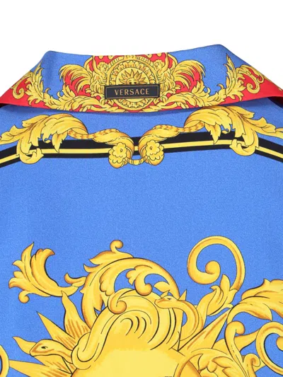 Versace Barocco Print Silk Twill Bowling Shirt In Multi