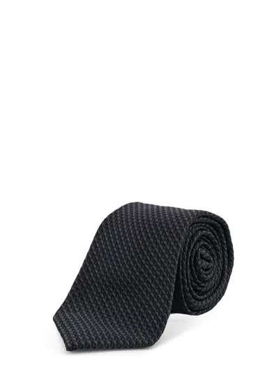Kiton Textured Tie In Black