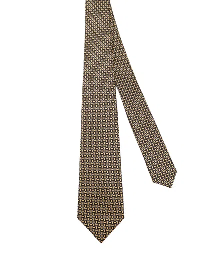Kiton Patterned Tie In Gold