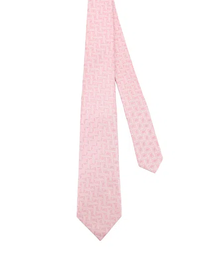 Kiton Geometric-pattern Tie In Pink
