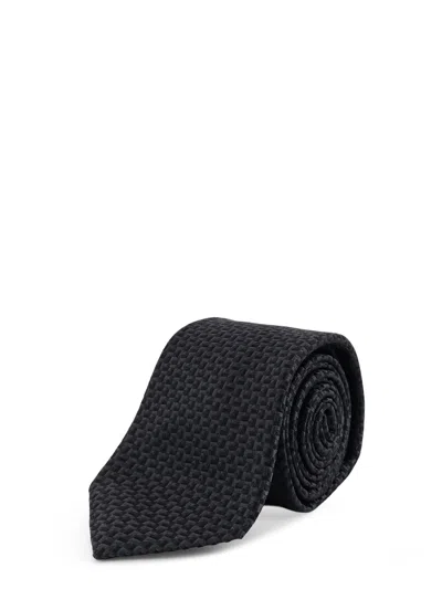 Kiton Textured Tie In Black
