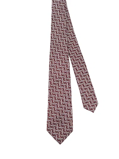 Kiton Geometric-pattern Tie In Brown