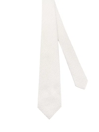 Kiton Geometric-pattern Tie In Gray