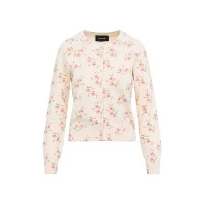 Simone Rocha Cropped Cardigan Tiny Flower Pattern In Multi