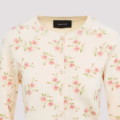 Simone Rocha Cropped Cardigan Tiny Flower Pattern In Multi