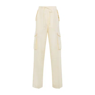 Phoebe Philo Crushed Silk Cargo Pants In Yellow