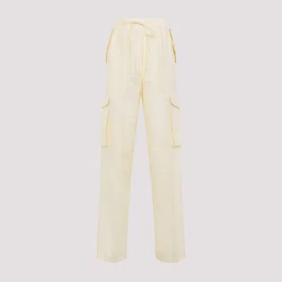 Phoebe Philo Crushed Silk Cargo Pants In Yellow