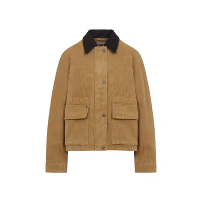 Acne Studios Leather-collar Relaxed Jacket In Brown