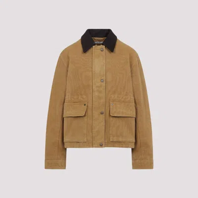 Acne Studios Leather-collar Relaxed Jacket In Brown