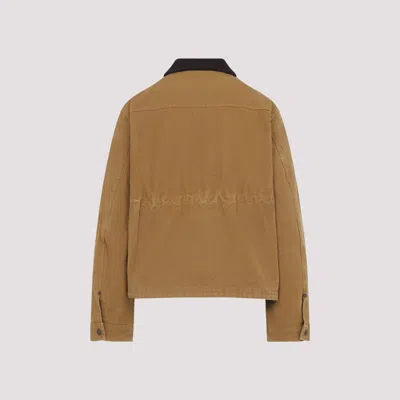 Acne Studios Leather-collar Relaxed Jacket In Brown