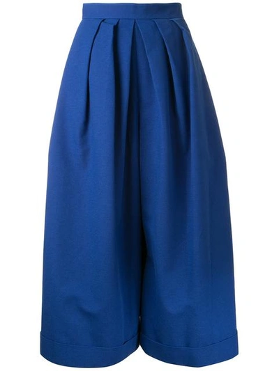Delpozo Pleated Wide-legged Cropped Trousers In Klein Blue