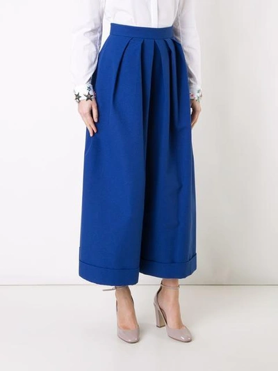 Shop Delpozo Pleated Wide-legged Cropped Trousers