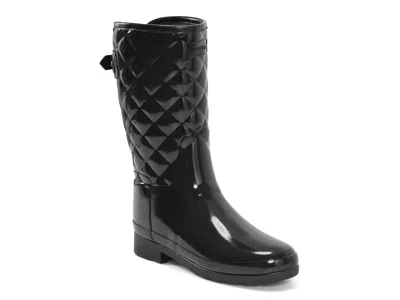 Hunter Original Refined High Gloss Quilted Waterproof Rain Boot In Black