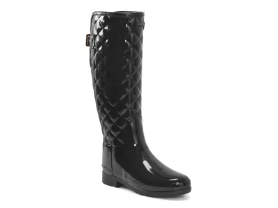 Hunter Original Refined High Gloss Quilted Waterproof Rain Boot In Black