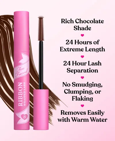 Too Faced Ribbon Wrapped Lash Extreme Length Tubing Mascara Chocolate 0.27 Oz/8 ml In Brown