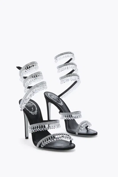 René Caovilla Chandelier 105 Rhinestone Embellished Sandals In Black