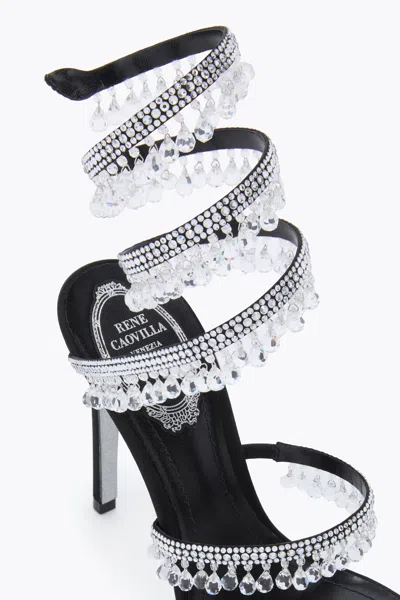 René Caovilla Chandelier 105 Rhinestone Embellished Sandals In Black