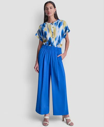 Dkny Rumpled Voile Pull-on Pants In Blue