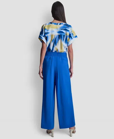 Dkny Rumpled Voile Pull-on Pants In Blue