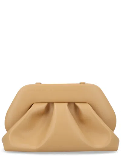 Themoirè Pleated Rectangular Clutch Adaptable Strap In Sand