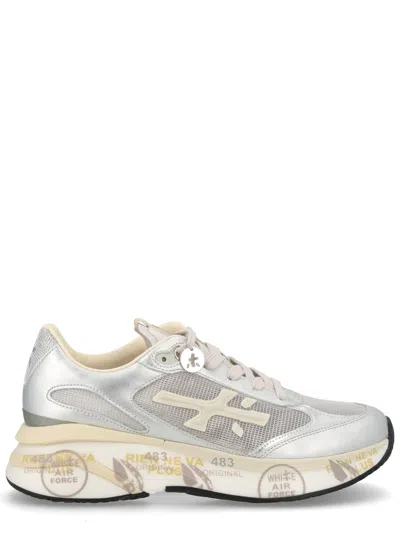 Premiata Silver Moerund 8084 Side-logo Polyester Sneakers In White