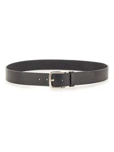 Hugo Boss Black Solid Buckle Belt In Orange