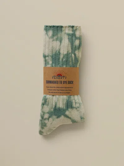 Faherty Sunwashed Tie Dye Sock In Green