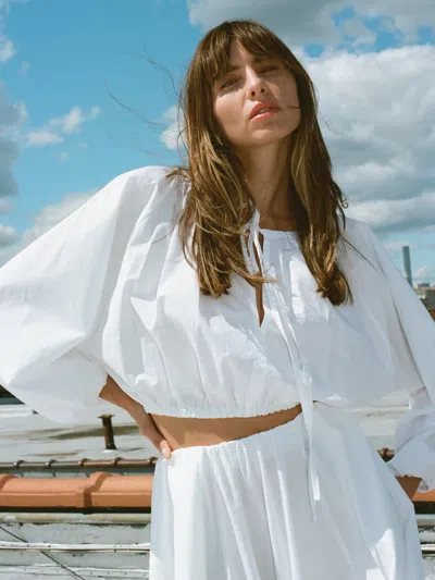 Faherty Coastal Poplin Nera Top In White