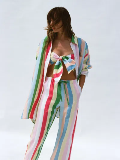 Faherty Laidback Linen Pants Sunbeam Stripe In Multi