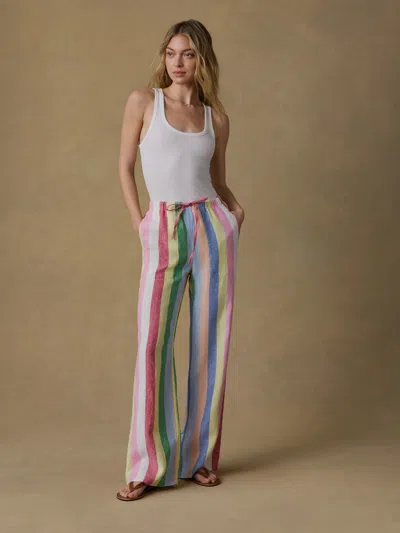 Faherty Laidback Linen Pants Sunbeam Stripe In Multi