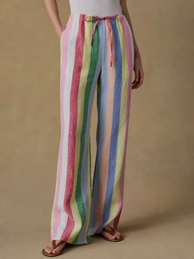 Faherty Laidback Linen Pants Sunbeam Stripe In Multi
