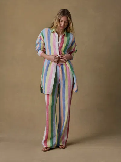 Faherty Laidback Linen Pants Sunbeam Stripe In Multi